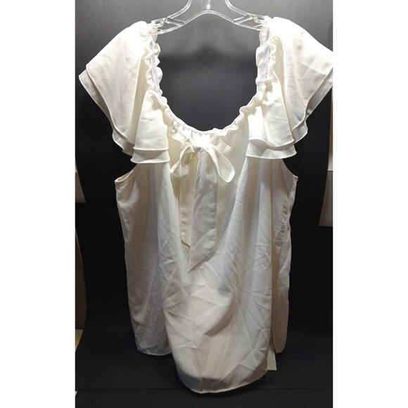 Skue Curve Womens 3XL Ruffle Off/On shoulder Bow Tie Front Creamy White Blouse - Picture 1 of 6